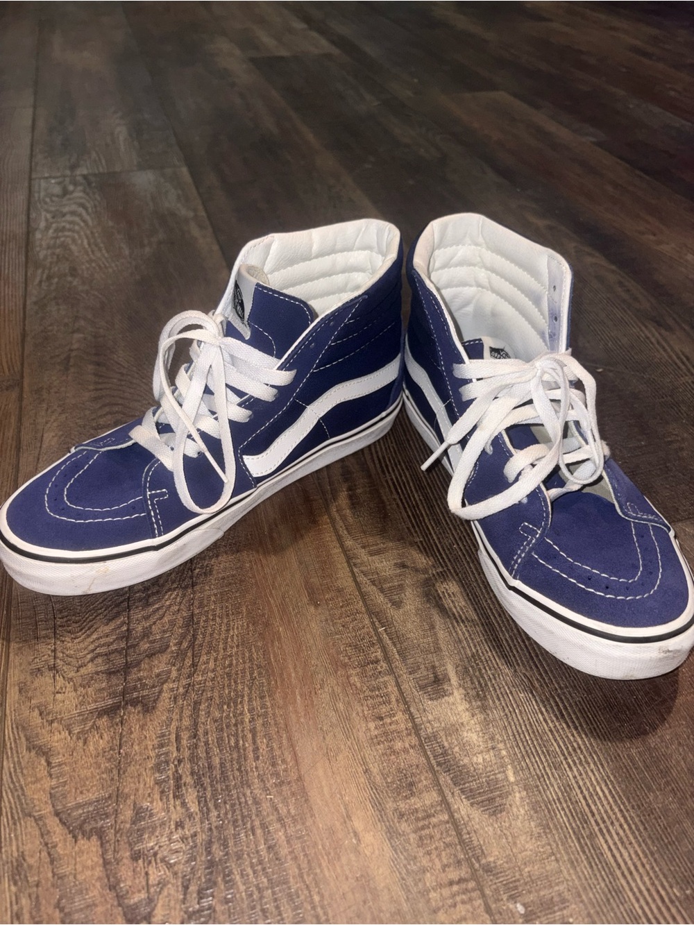 VANS Off The Wall SK8 Hi-Top Skateboard Shoes Mens 8 Navy Blue/White